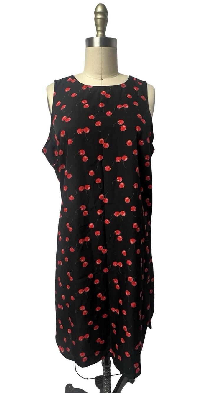 Ana Summer Lightweight Dress Shift Cherries All Over Print Design Size Large